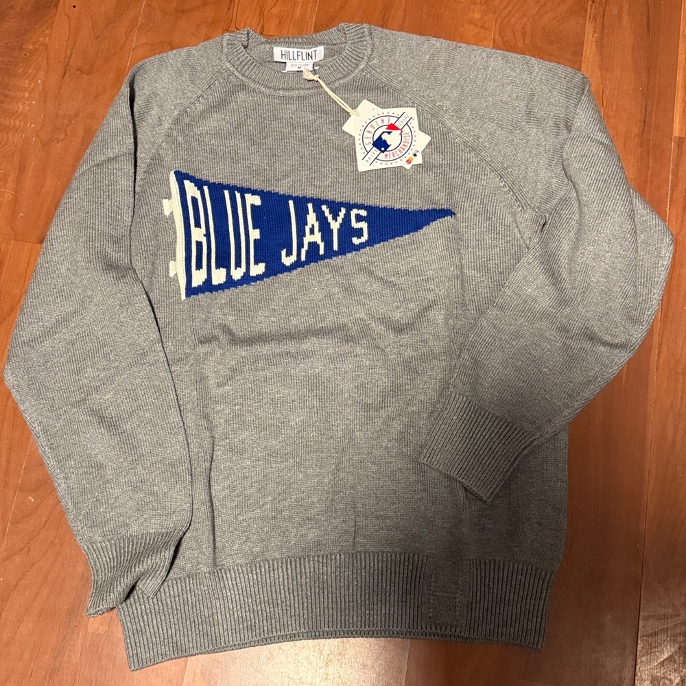 NWT Hiilflint MLB Gray Toronto Blue  Jays Knit Crew Neck Sweater size Medium - Picture 2 of 2